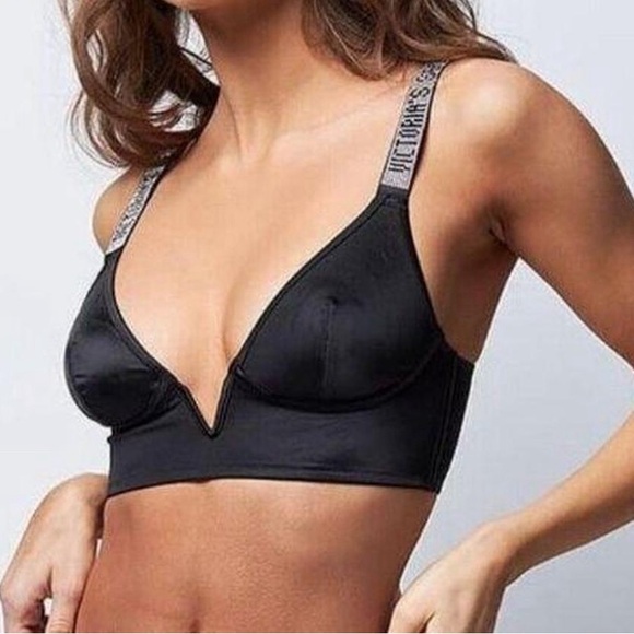 Victoria's Secret Black Bralette Deep V-neckline Seamless Rhinestone - XS - Picture 4 of 11